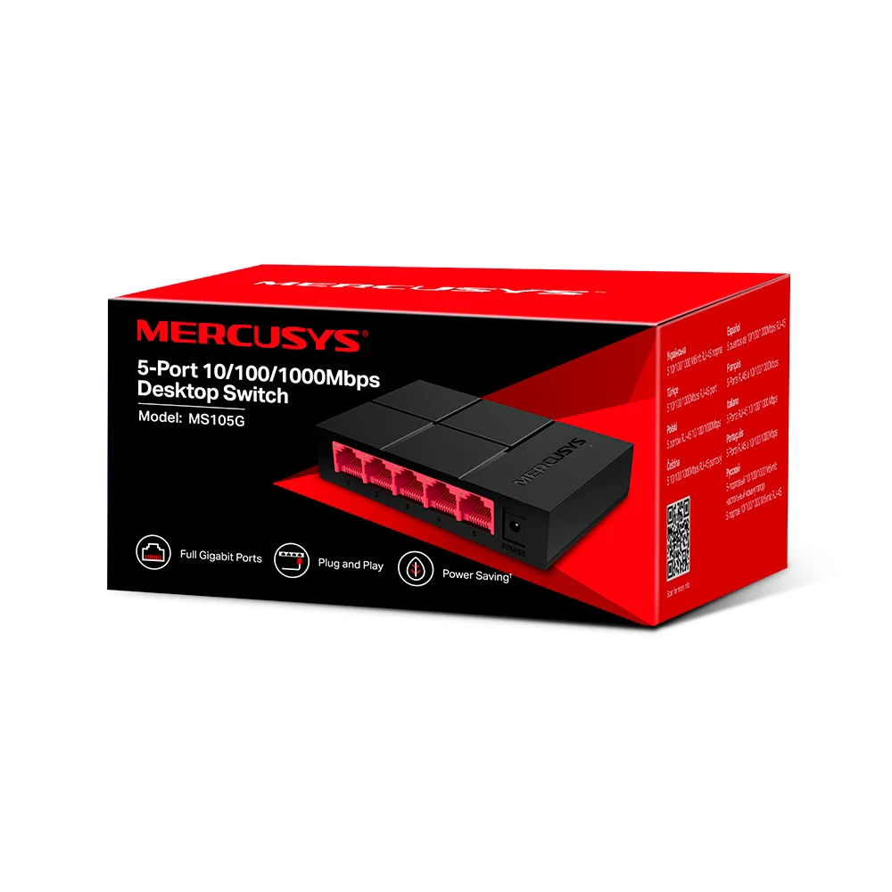 Switch de red Mercusys MS105G | 5-Port 10/100/1,000 Mbps Desktop Switch