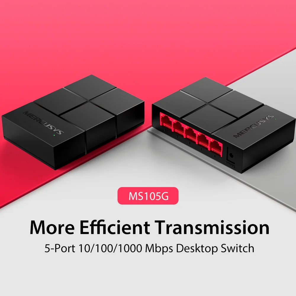 Switch de red Mercusys MS105G | 5-Port 10/100/1,000 Mbps Desktop Switch