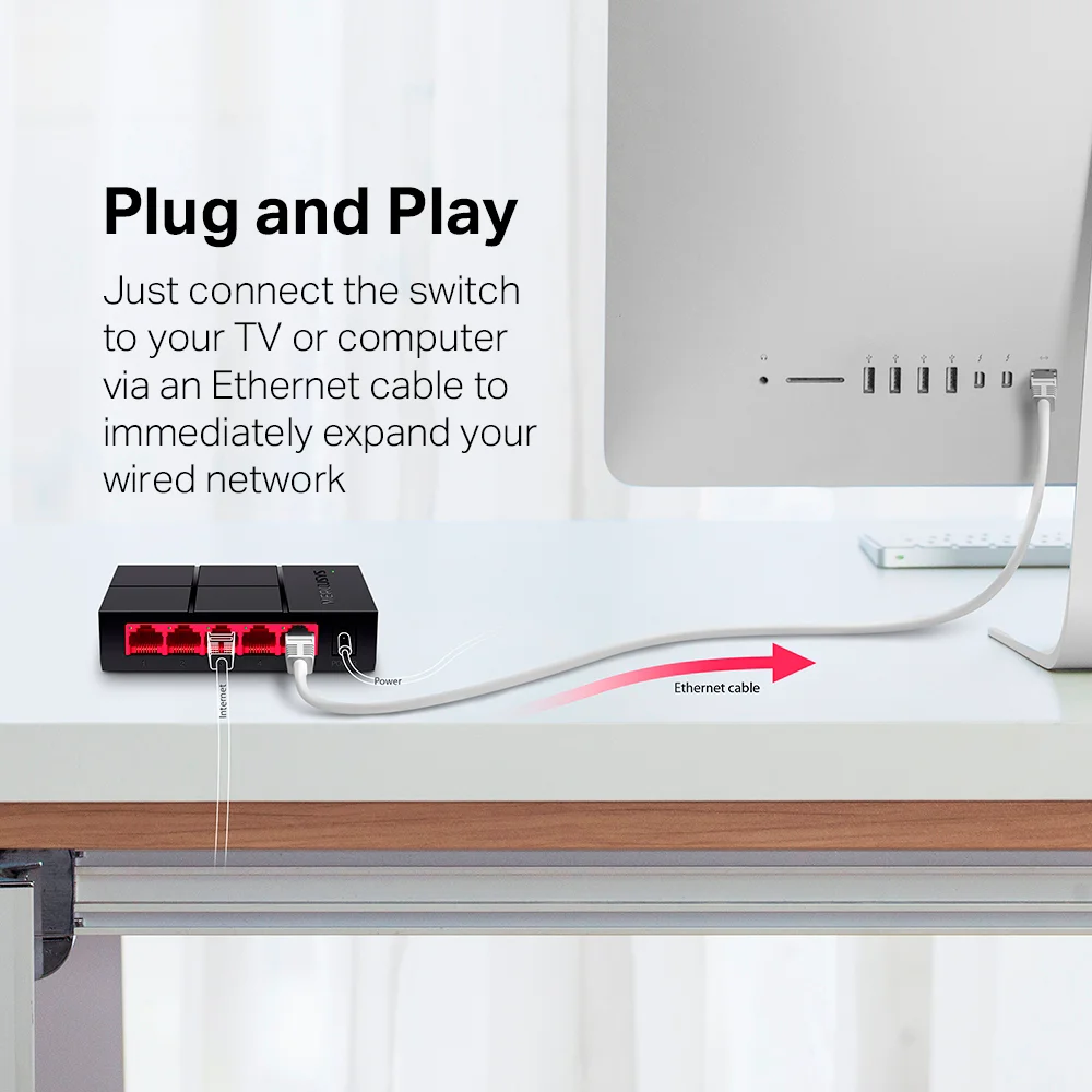 Switch de red Mercusys MS105G | 5-Port 10/100/1,000 Mbps Desktop Switch
