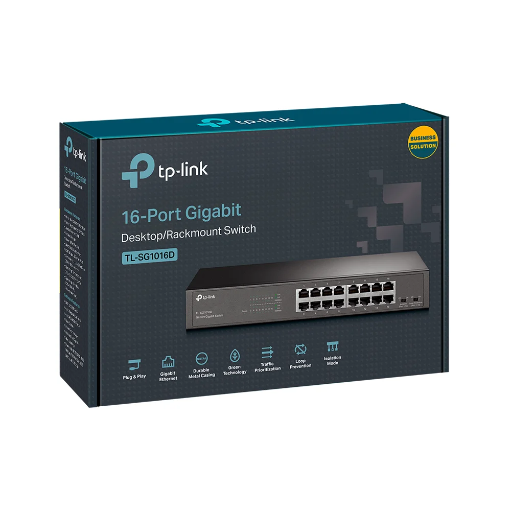 Switch no administrable TP-Link TL-SG1016D | 16-Port Gigabit Desktop/Rackmount Switch