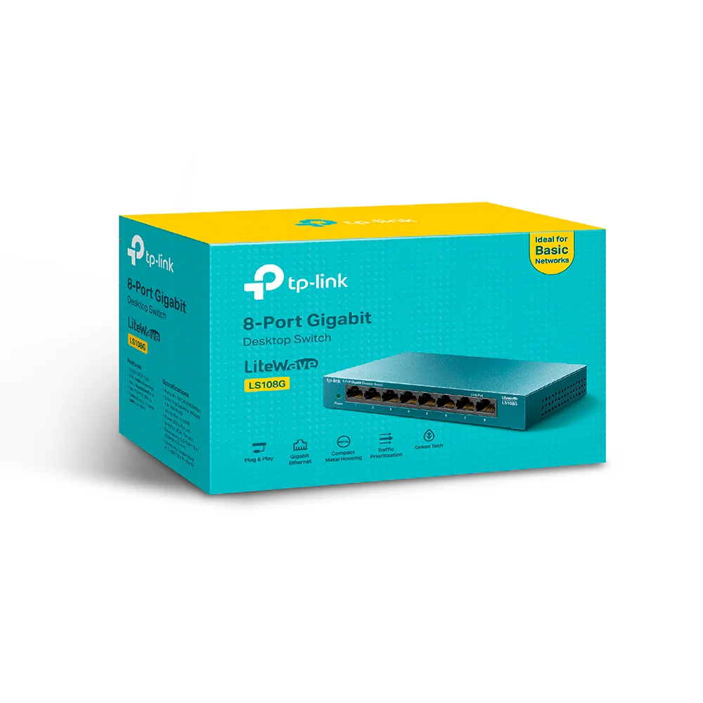 Switch no administrable TP-Link LS108G | Switch para escritorio de 8 puertos Gigabit