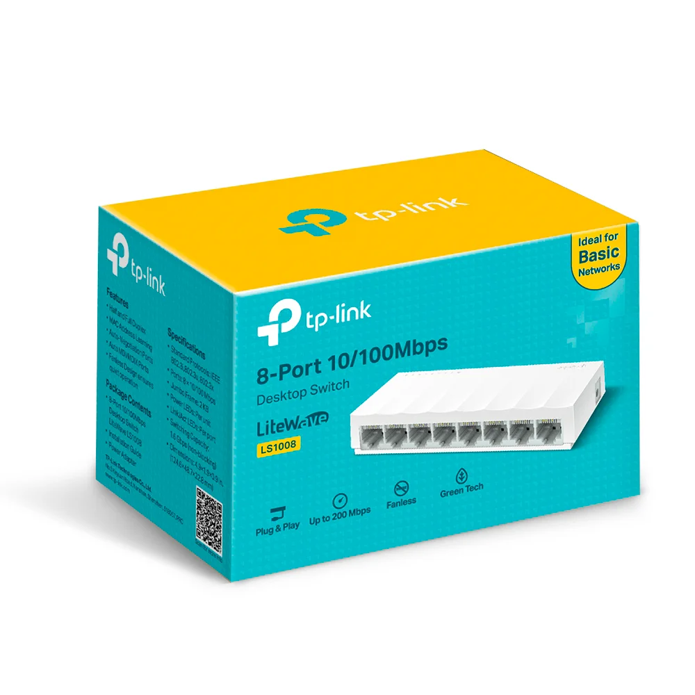 Switch no administrable TP-Link LS1008-PCL | Switch de 8 Puertos 10/100Mbps de Escritorio