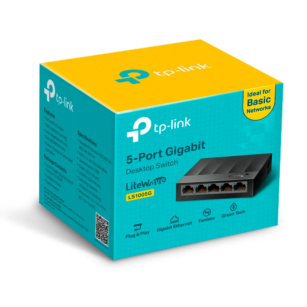 Switch no administrable TP-Link LS1005G | Switch para escritorio de 5 puertos Gigabit