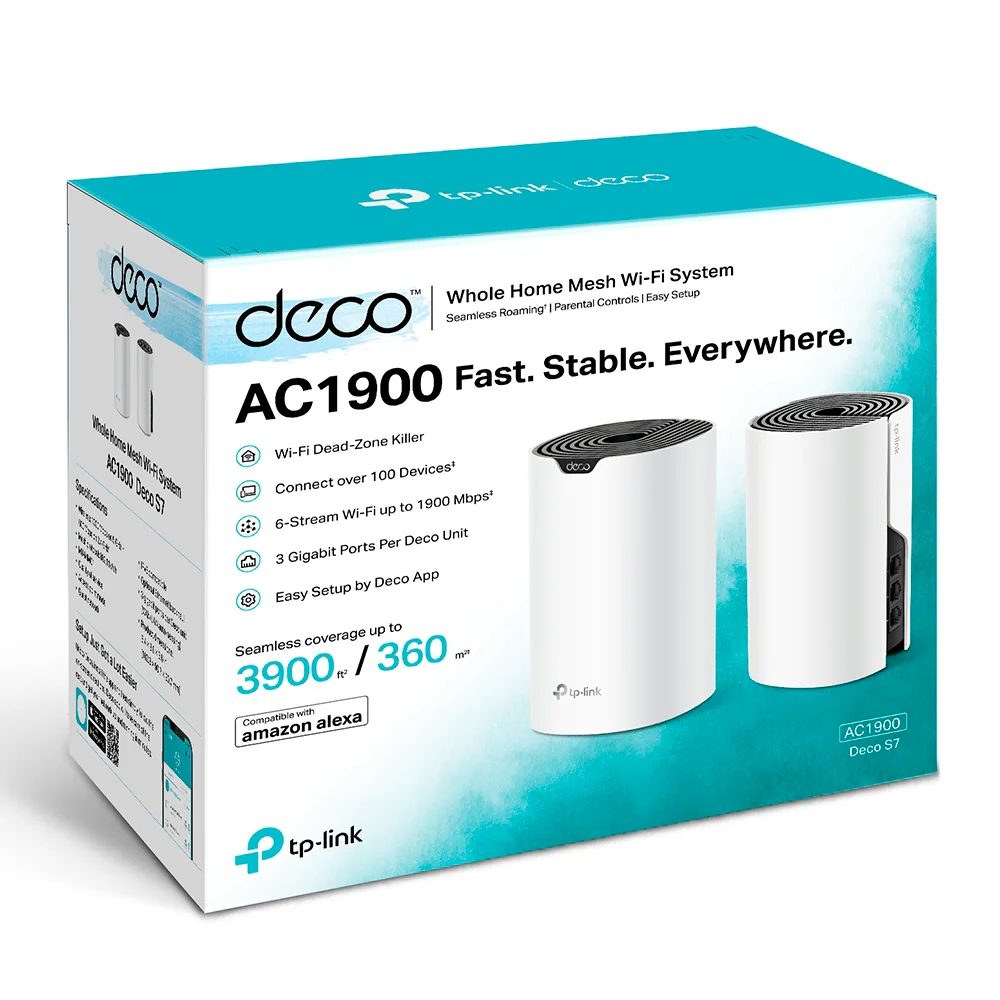 Sistema Mesh Wi-Fi TP-Link Deco S7(2-pack) | Sistema Mesh Wi-Fi AC1900 Para Toda la Casa