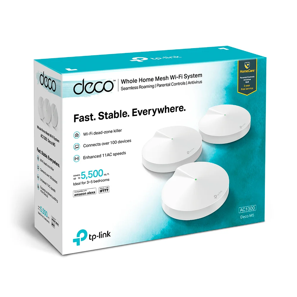 Sistema Mesh Wi-Fi TP-Link DECO M5(3-PACK)-PCL | Sistema Mesh Wi-Fi AC1300 para Toda la Casa