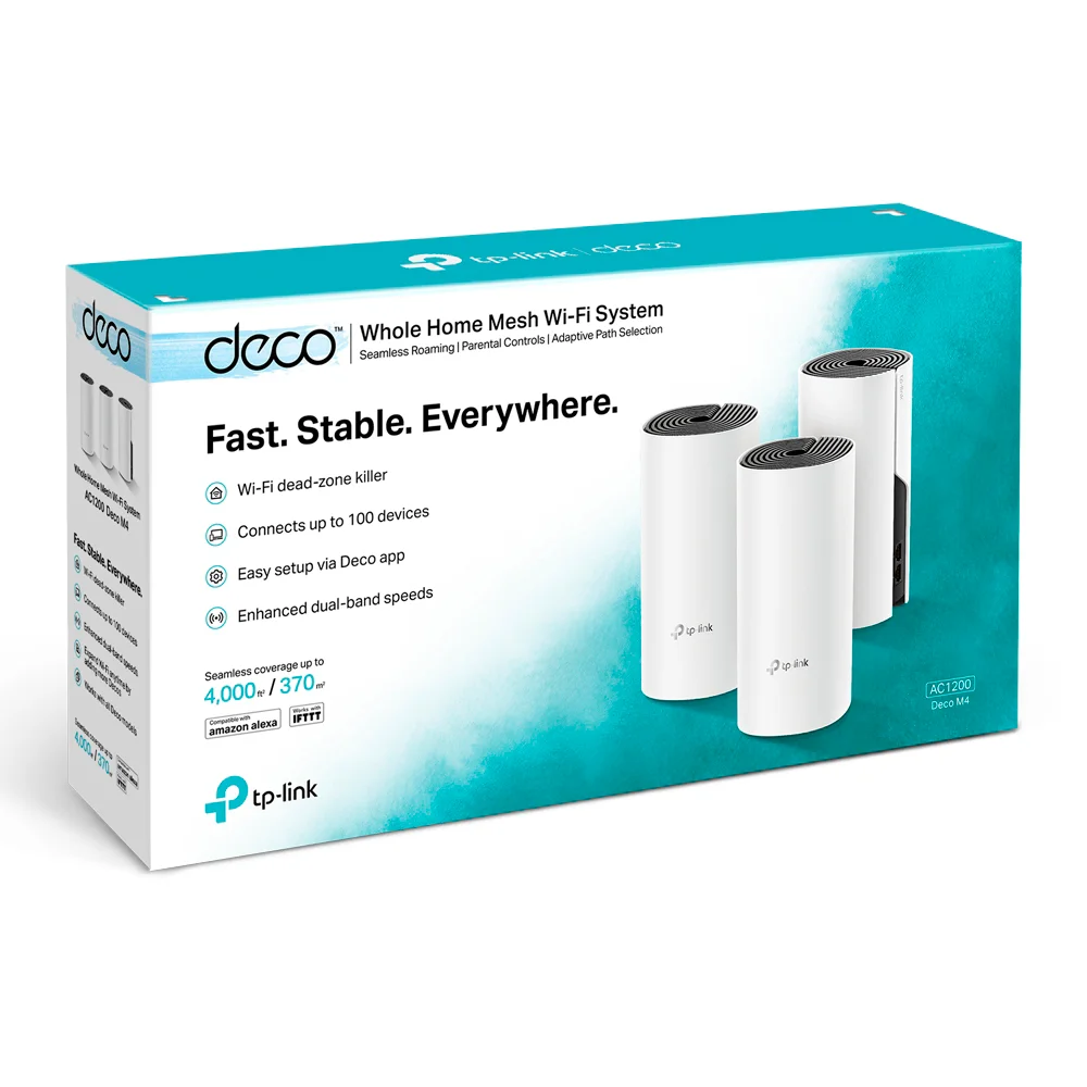 Sistema Mesh Wi-Fi TP-Link Deco M4(3-pack) | AC1200 Whole Home Mesh Wi-Fi System