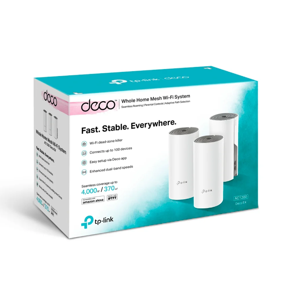 Sistema Mesh Wi-Fi TP-Link Deco E4 (3-pack) | Sistema Mesh Wi-Fi AC1200 para Toda la Casa