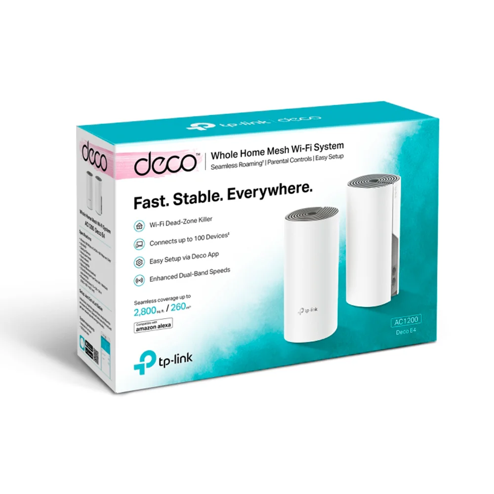 Sistema Mesh Wi-Fi TP-Link Deco E4 (2-pack) | Sistema Mesh Wi-Fi AC1200 para Toda la Casa