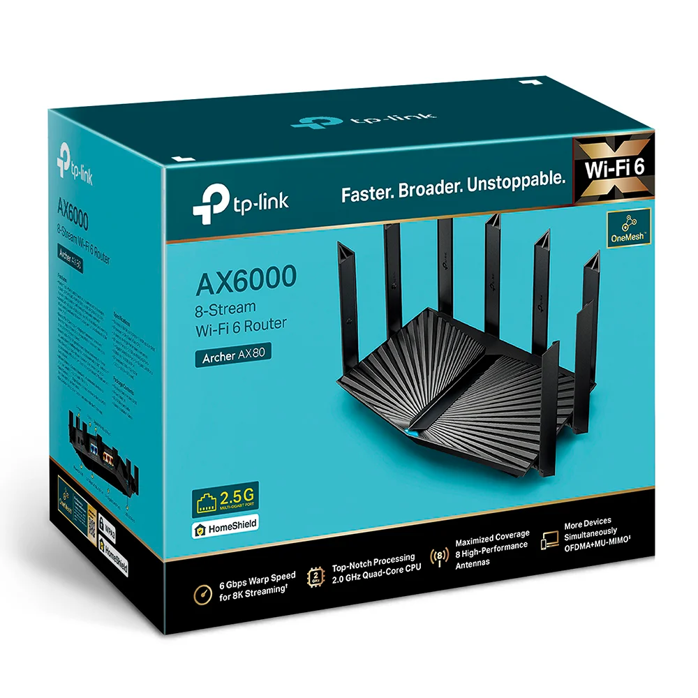 Router Wi-Fi TP-Link AX80-PCL | Router Wi-Fi 6 con Puertos 2.5G AX6000