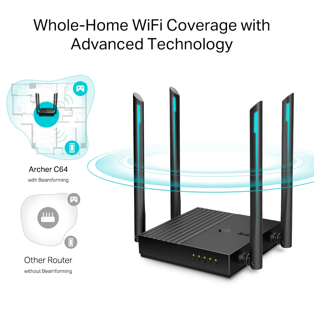 Router Wi-Fi TP-Link Archer C64 | Router WiFi inalámbrico AC1200 MU-MIMO