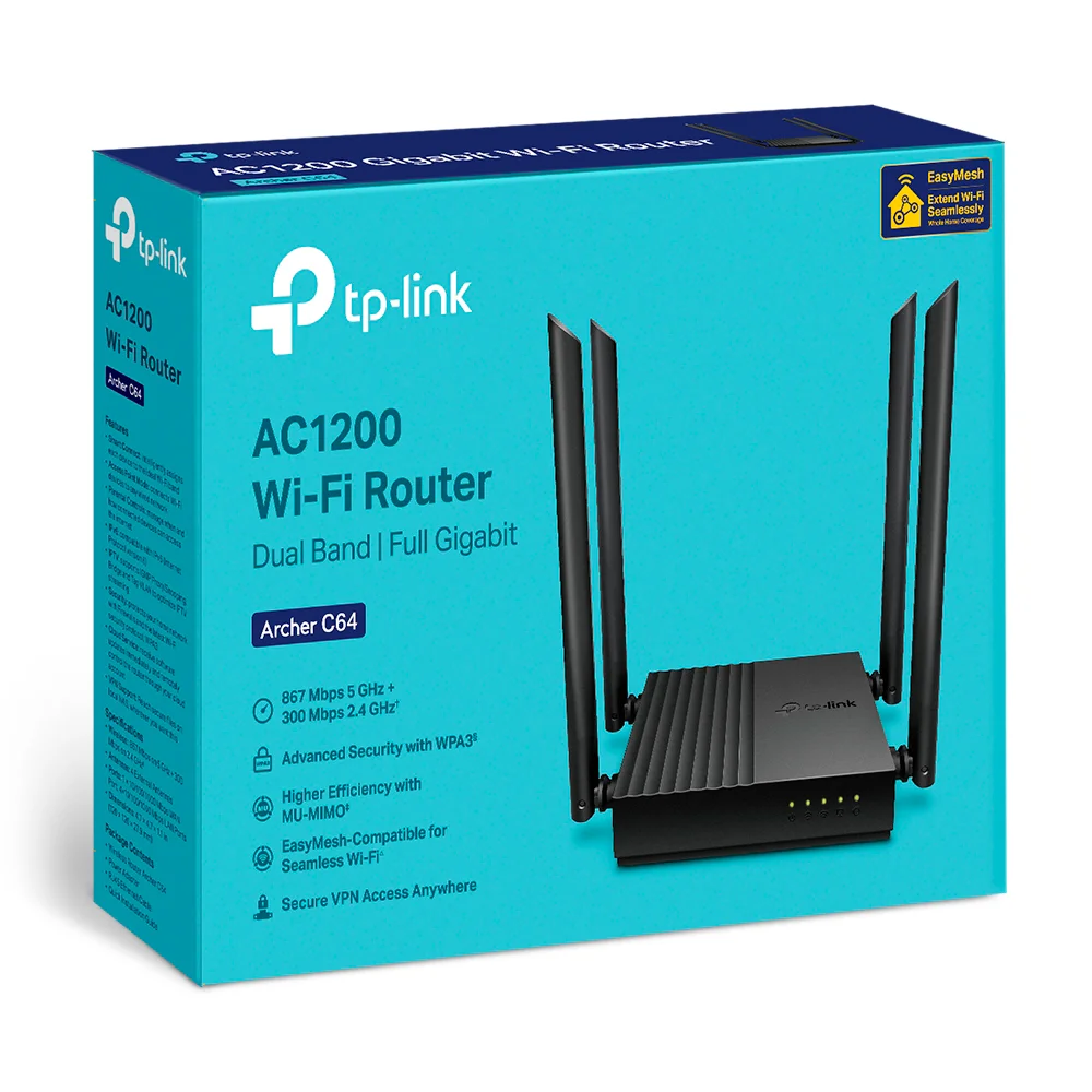 Router Wi-Fi TP-Link Archer C64 | Router WiFi inalámbrico AC1200 MU-MIMO