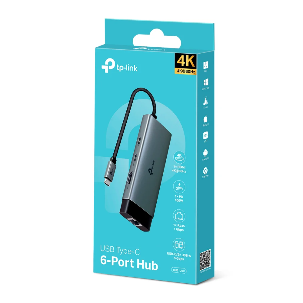 Hub/adaptador USB-C TP-Link UH6120C | Hub USB Tipo-C 6 en 1