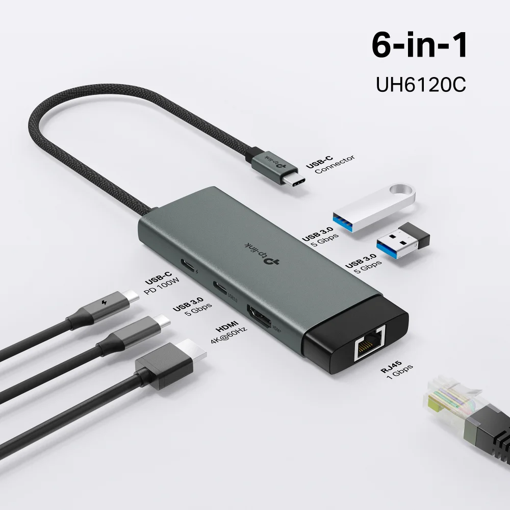 Hub/adaptador USB-C TP-Link UH6120C | Hub USB Tipo-C 6 en 1