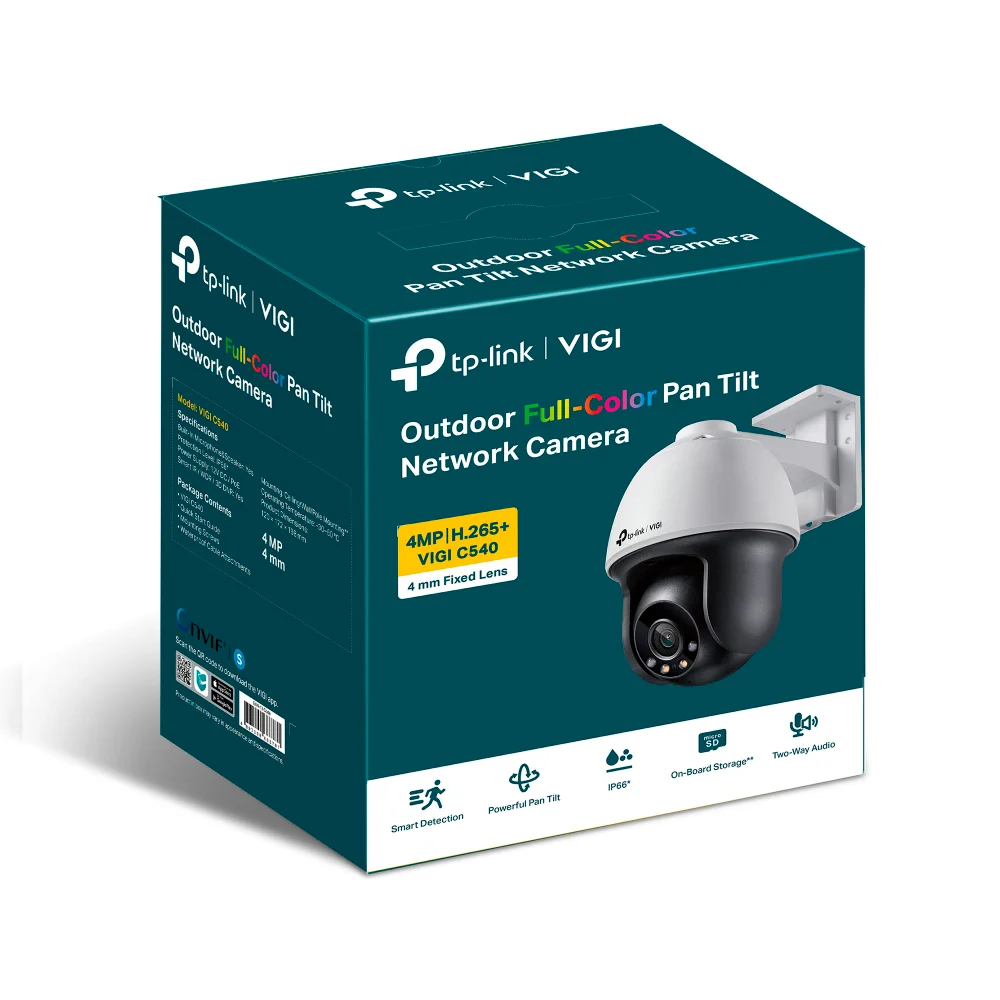 Cámara IP VIGI TP-Link VIGI C540 | Cámara IP Tipo PT | Rotativa | ABS | 4MP 2K | IR 30m | Full Color