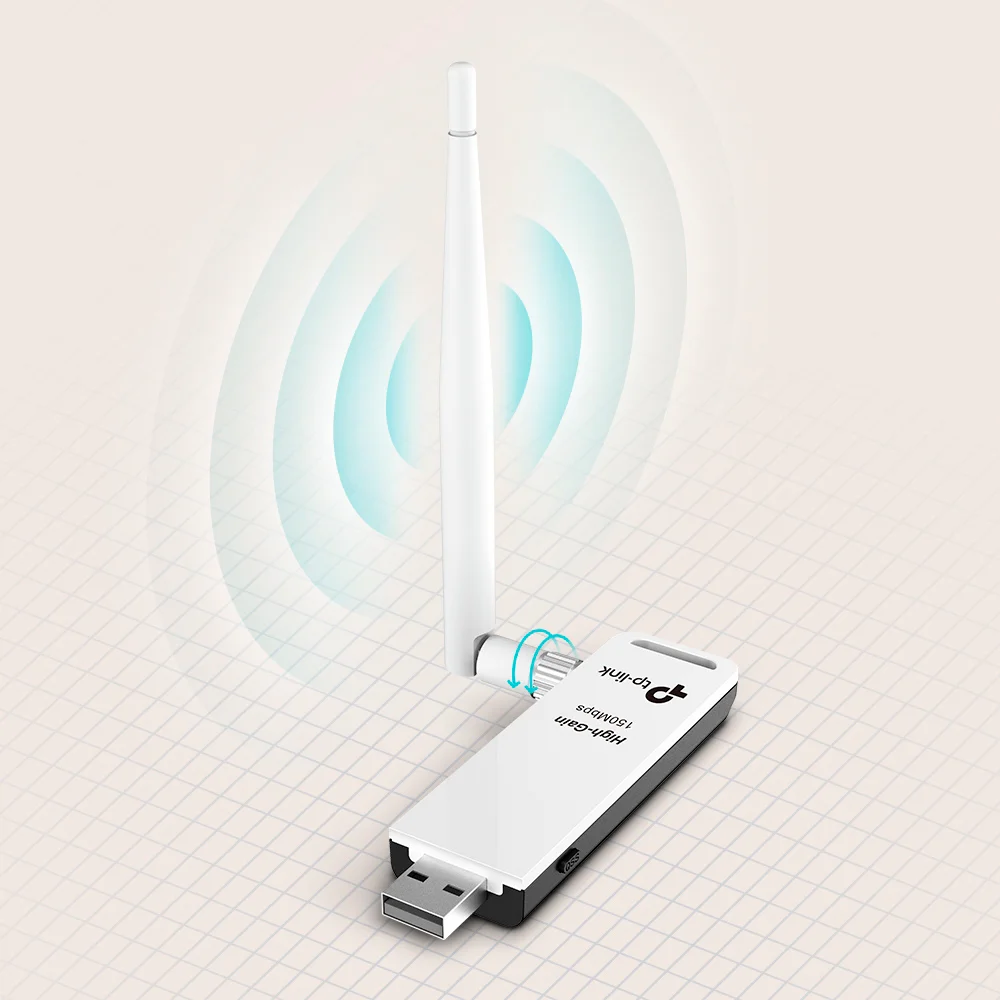 Adaptador Wi-Fi USB de alta ganancia TP-Link TL-WN722N | Adaptador USB Inalámbrico de Alta Sensibilidad a 150 Mbps