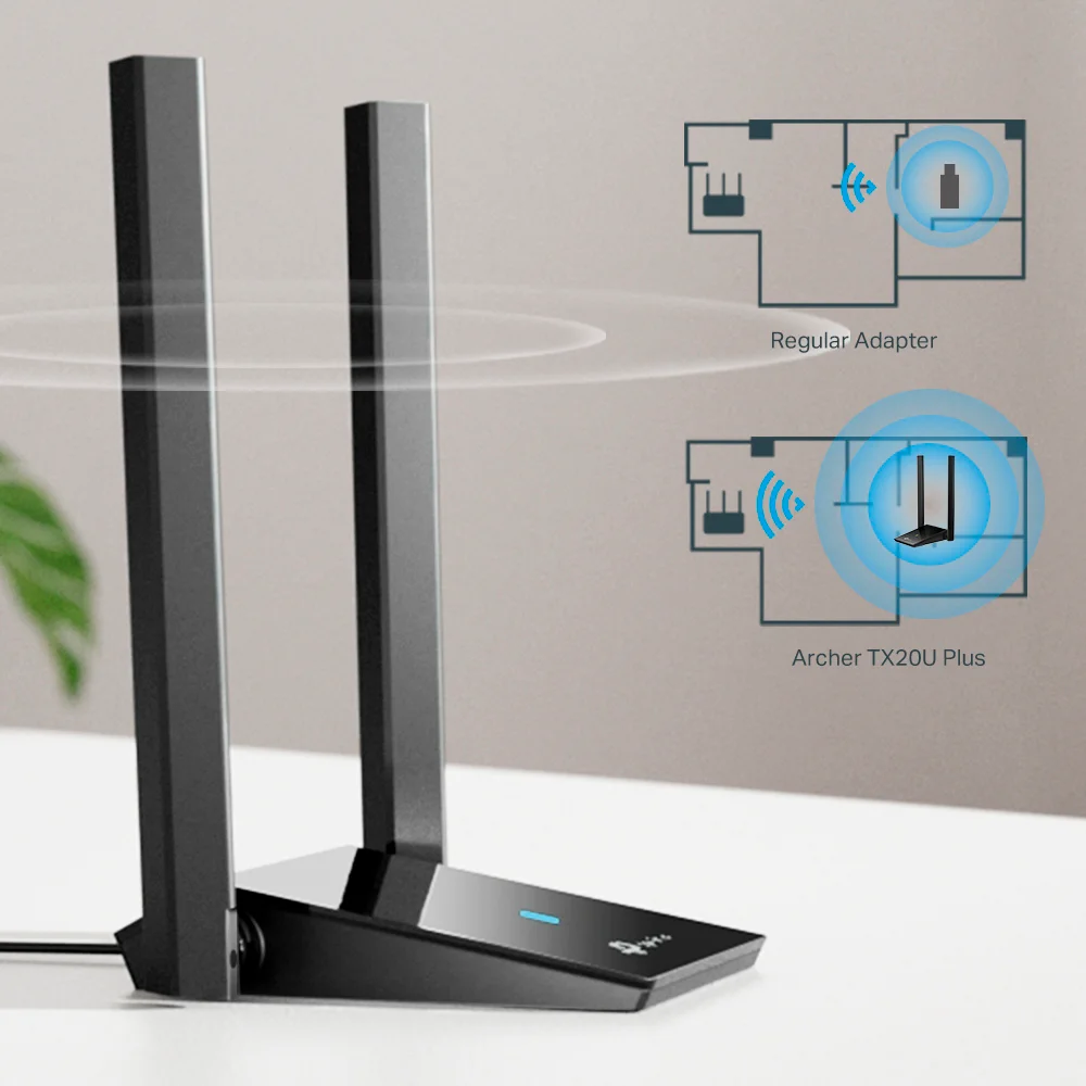 Adaptador Wi-Fi USB de alta ganancia TP-Link Archer TX20U Plus | Adaptador USB Wi-Fi 6 con 2 antenas AX1800