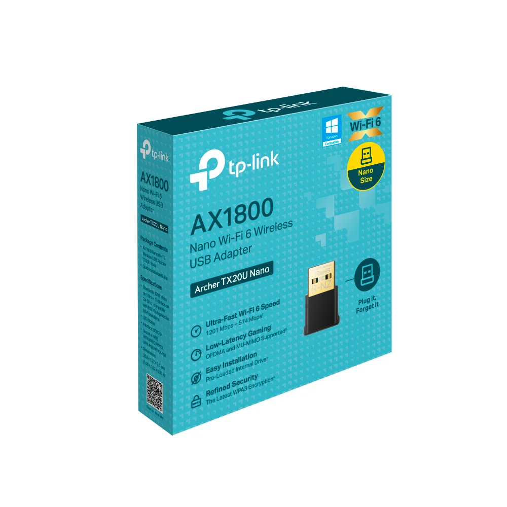 Adaptador Wi-Fi USB TP-Link Archer TX20U Nano | AX1800 Nano Wi-Fi 6 Wireless USB Adapter