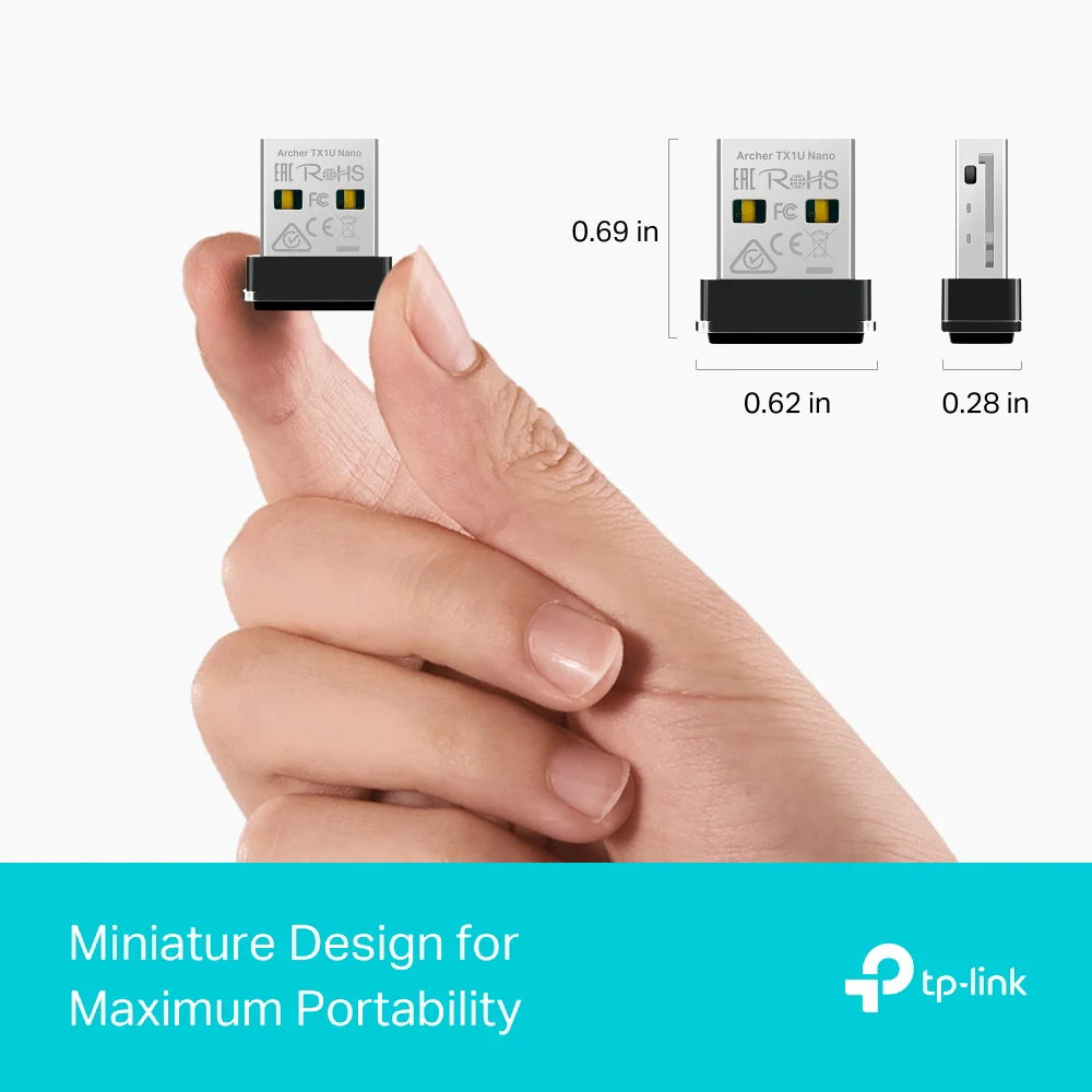 Adaptador Wi-Fi USB TP-Link Archer TX1U Nano | AX300 Nano Wi-Fi 6 Wireless USB Adapter
