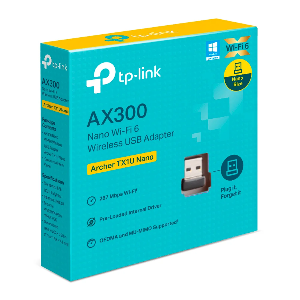 Adaptador Wi-Fi USB TP-Link Archer TX1U Nano | AX300 Nano Wi-Fi 6 Wireless USB Adapter