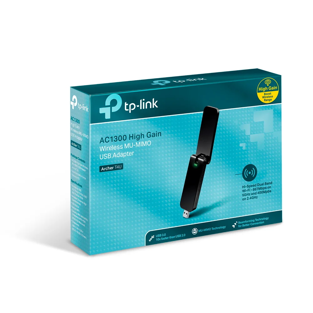 Adaptador Wi-Fi USB TP-Link Archer T4U | Adaptador USB Inalámbrico Banda Dual AC1300
