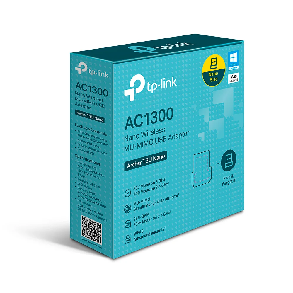 Adaptador Wi-Fi USB TP-Link Archer T3U Nano | AC1300 Nano Wireless MU-MIMO USB Adapter