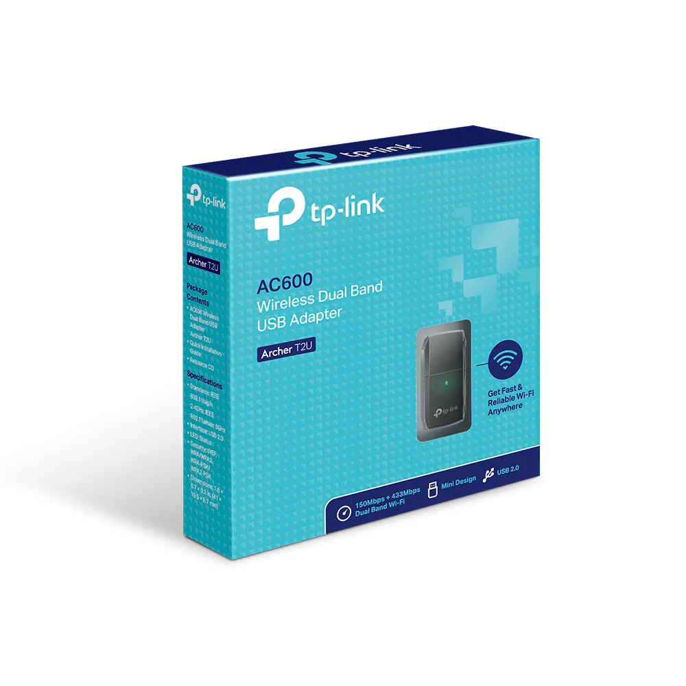 Adaptador Wi-Fi USB TP-Link Archer T2U | Adaptador Inalámbrico USB Banda Dual AC600