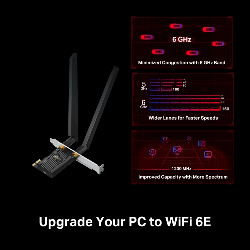 Adaptador Wi-Fi PCIe TP-Link Archer TXE72E | Adaptador de red PCIe AXE5400 Wi-Fi 6E Archer TXE72E