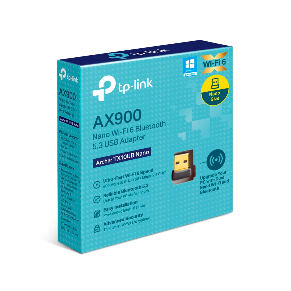 Adaptador Wi-Fi/Bluetooth USB TP-Link Archer TX10UB Nano | AX900 Nano Wi-Fi 6 Bluetooth 5.3 USB Adapter