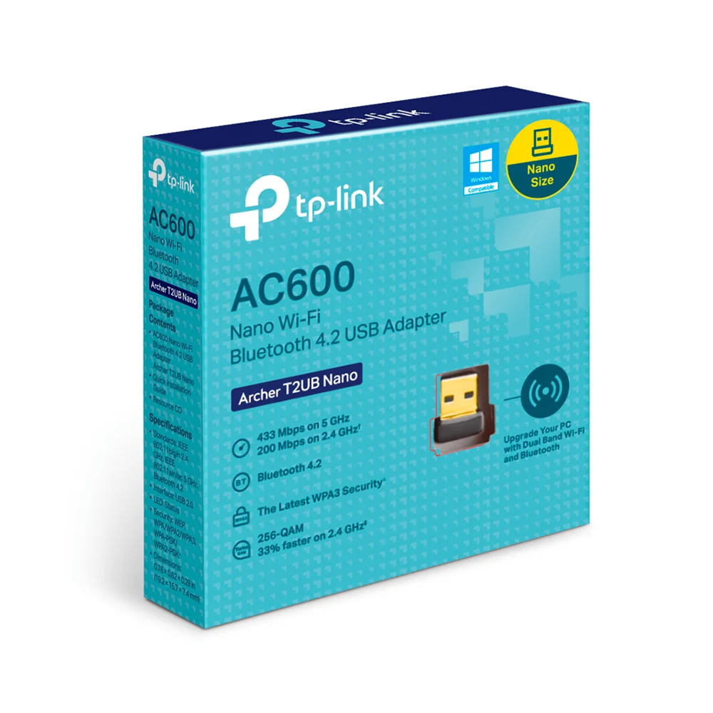 Adaptador Wi-Fi/Bluetooth USB TP-Link Archer T2UB Nano | AC600 Nano Wi-Fi Bluetooth 4.2 USB Adapter