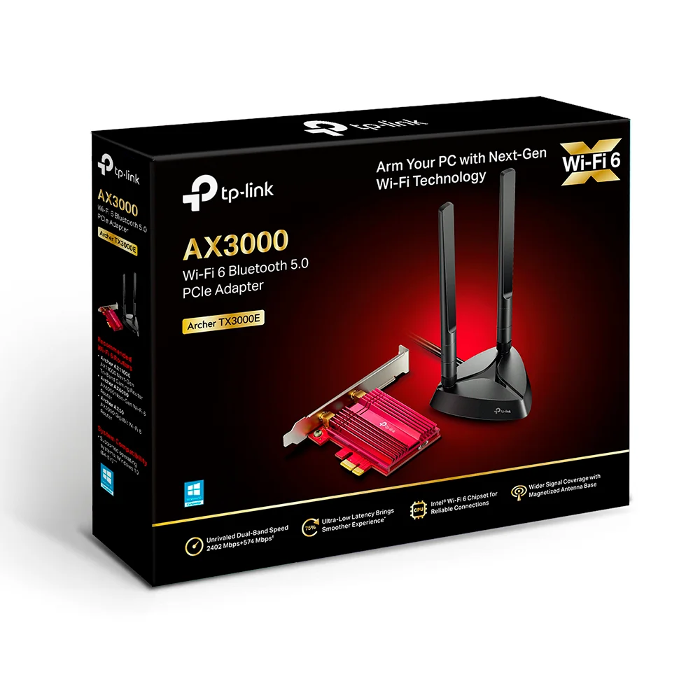 Adaptador Wi-Fi/Bluetooth PCIe TP-Link Archer TX3000E | Adaptador PCIe AX3000 Wi-Fi 6 Bluetooth 5.0