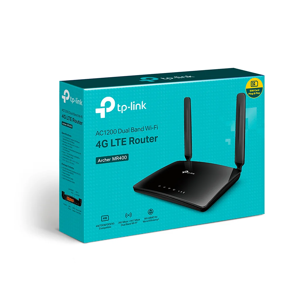 Router 4G LTE Wi-Fi TP-Link ARCHER MR400 | AC1200 Wireless Dual Band 4G LTE Router