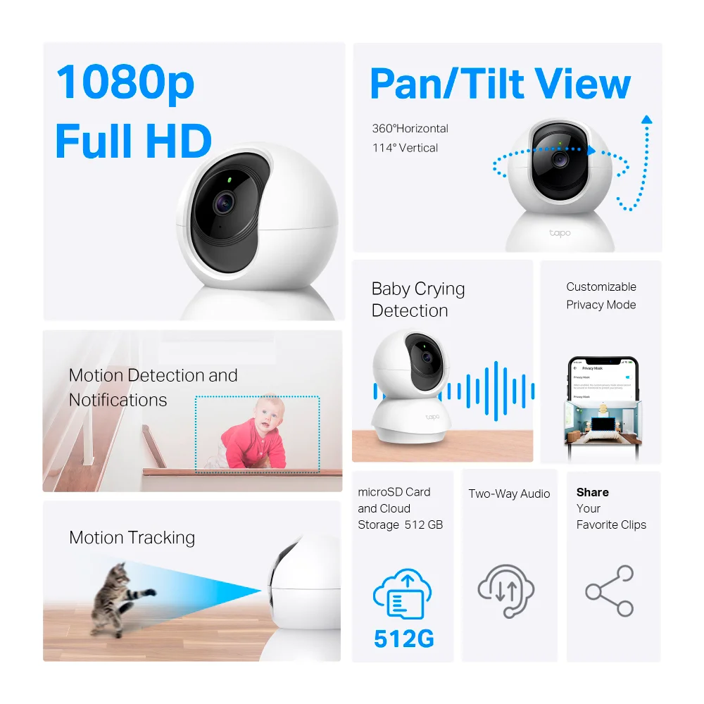 Cámara de seguridad Wi-Fi TP-Link Tapo C200C | Pan/Tilt Home Security Wi-Fi Camera