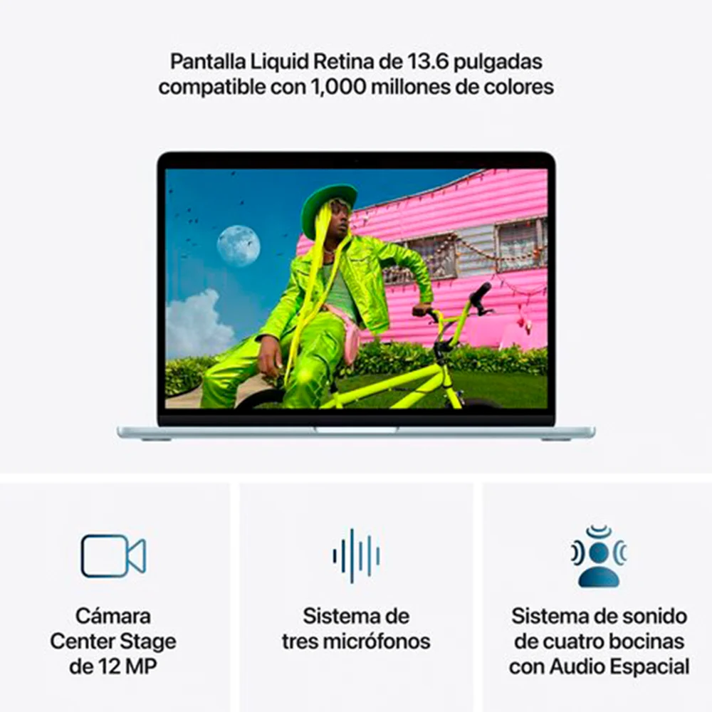 Laptop Apple MacBook Air 15.3" Liquid Retina, Chip M5 10 núcleos, 16GB, 512GB SSD, Azul, macOS Tahoe - MDVQ4E/A