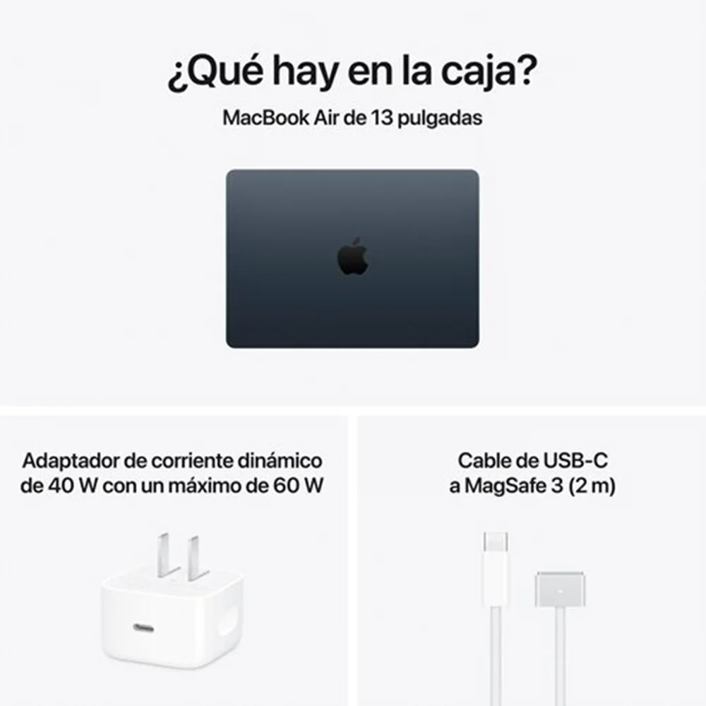 Laptop Apple MacBook Air 15.3" Liquid Retina, Chip M5 10 núcleos, 16GB, 1TB SSD, Media noche, macOS Tahoe - MDVK4E/A