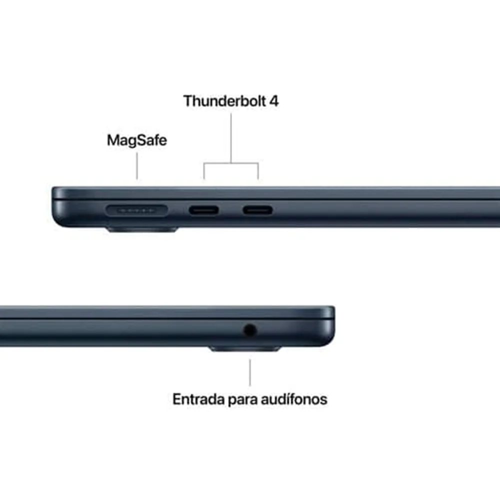 Laptop Apple MacBook Air 13.6" Liquid Retina, Chip M5 10 núcleos, 16GB, 512GB SSD, Media noche, macOS Tahoe - MDHE4E/A