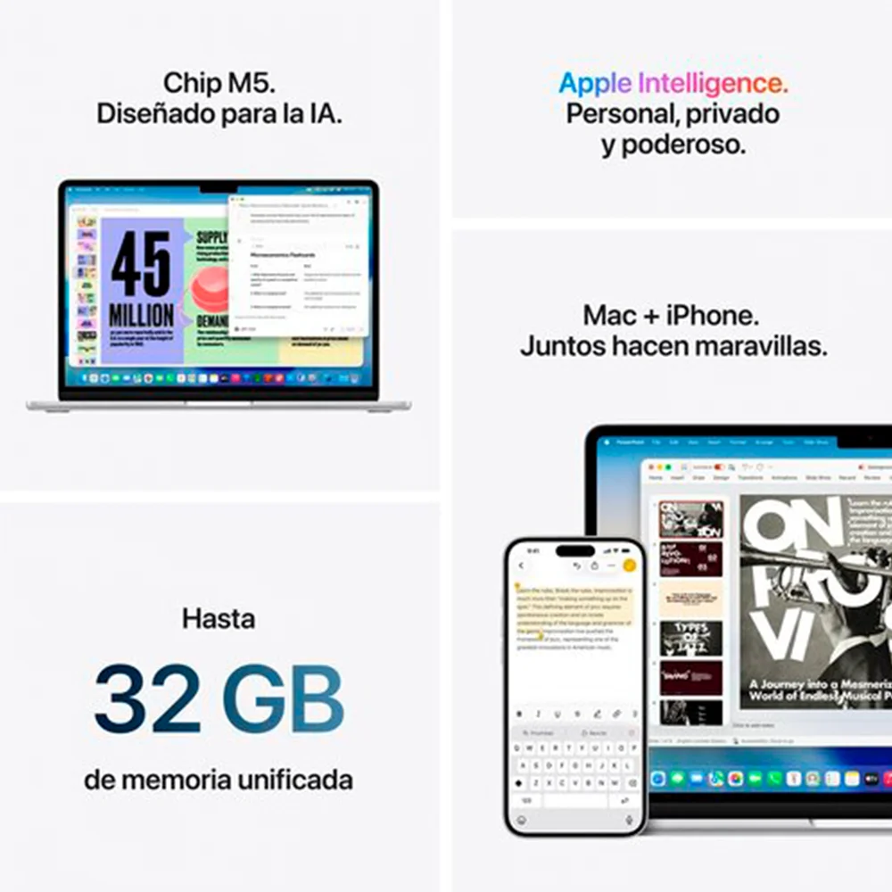 Laptop Apple MacBook Air 13.6" Liquid Retina, Chip M5 10 núcleos, 16GB, 512GB SSD, Starlight, macOS Tahoe - MDHA4E/A