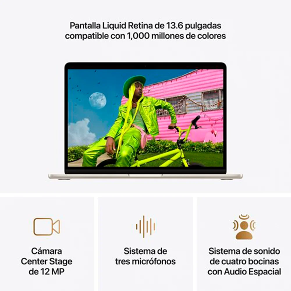 Laptop Apple MacBook Air 13.6" Liquid Retina, Chip M5 10 núcleos, 16GB, 512GB SSD, Starlight, macOS Tahoe - MDHA4E/A