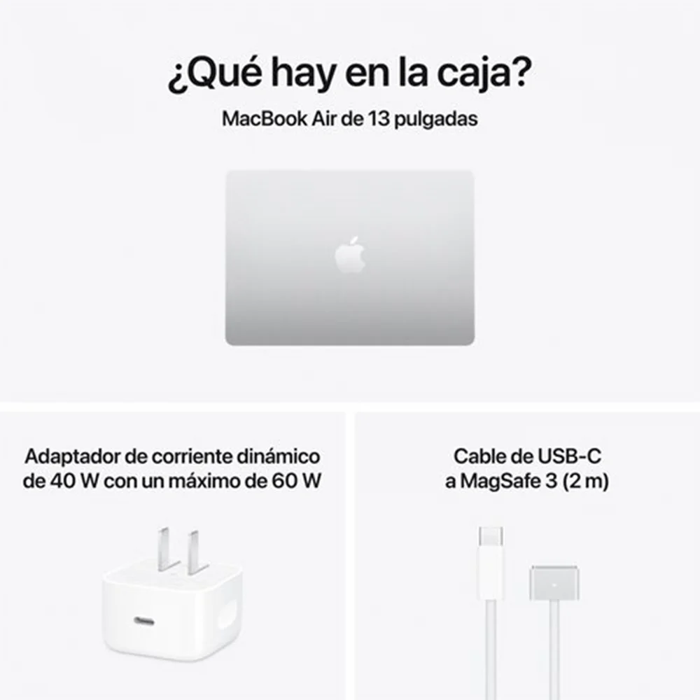 Laptop Apple MacBook Air 13.6" Liquid Retina, Chip M5 10 núcleos, 16GB, 512GB SSD, Plata, macOS Tahoe - MDH74E/A