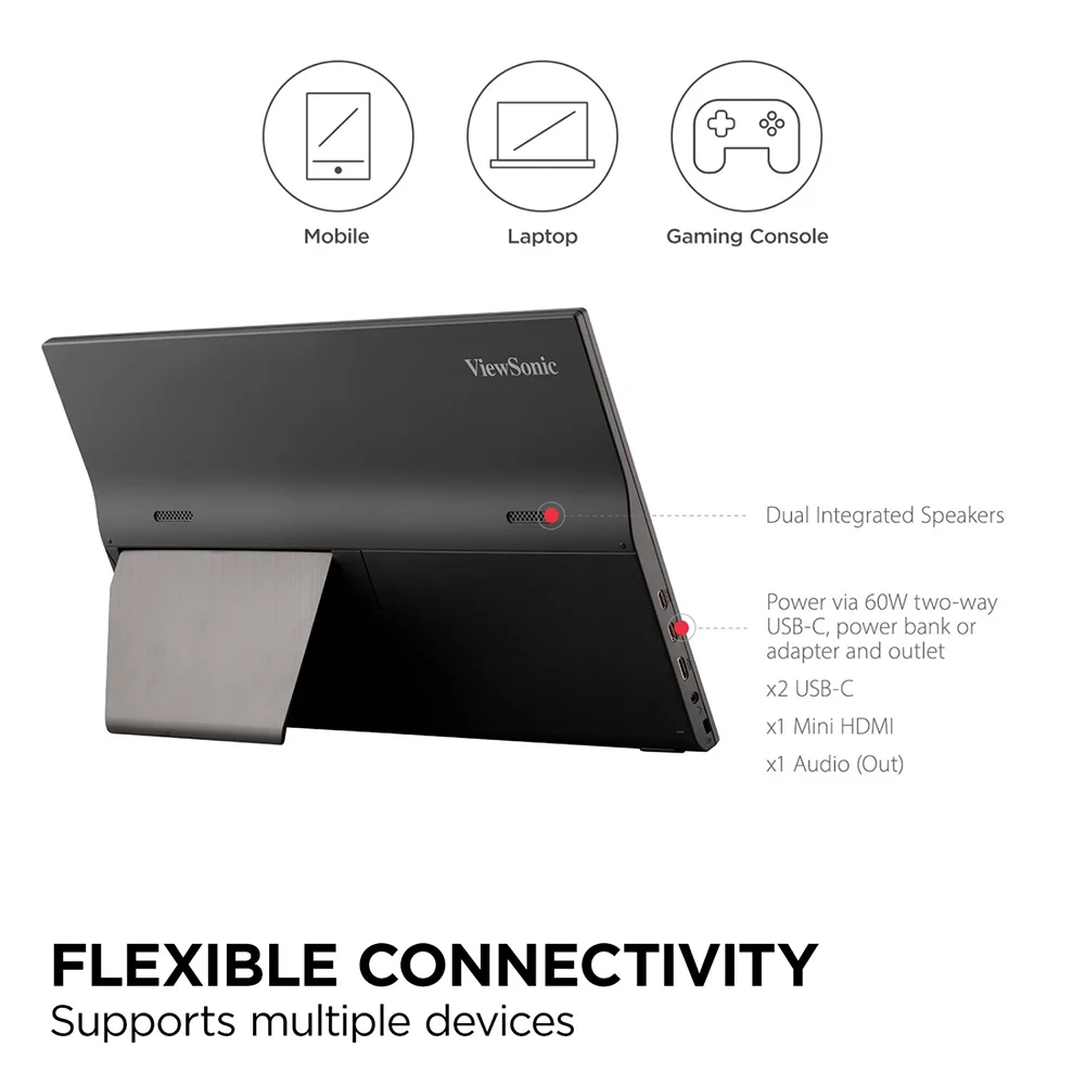 Monitor Portátil ViewSonic VA1655 | 15.6" Full HD IPS | USB-C | Mini HDMI