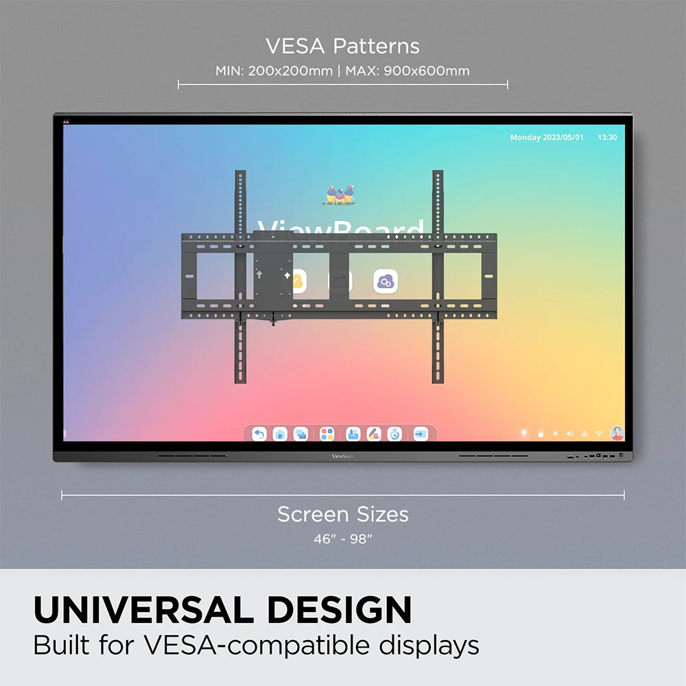 Soporte de Pared ViewSonic WMK-047-2 | Pantallas 48" a 98" | VESA hasta 900x600 | 352 lb