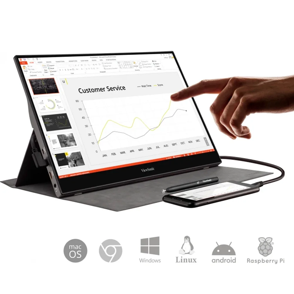 Monitor Portátil Táctil ViewSonic TD1655 | 15.6" Full HD IPS | USB-C | Mini HDMI