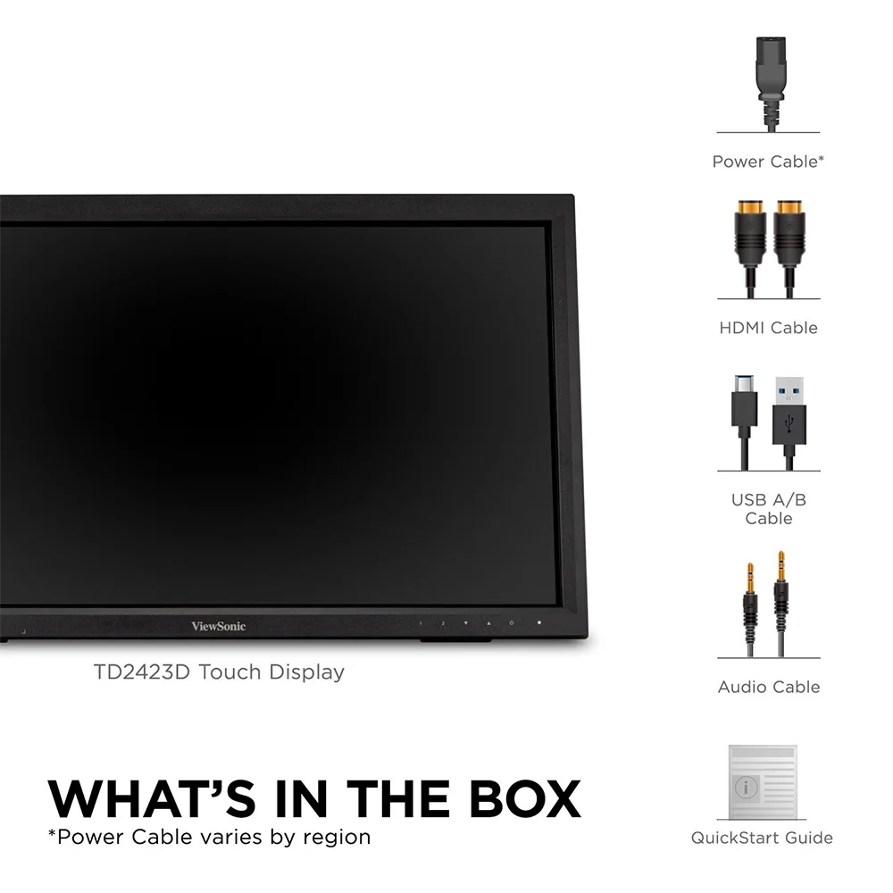 Monitor Táctil ViewSonic TD2423D | 24" Full HD | IR 10 puntos | HDMI VGA DisplayPort