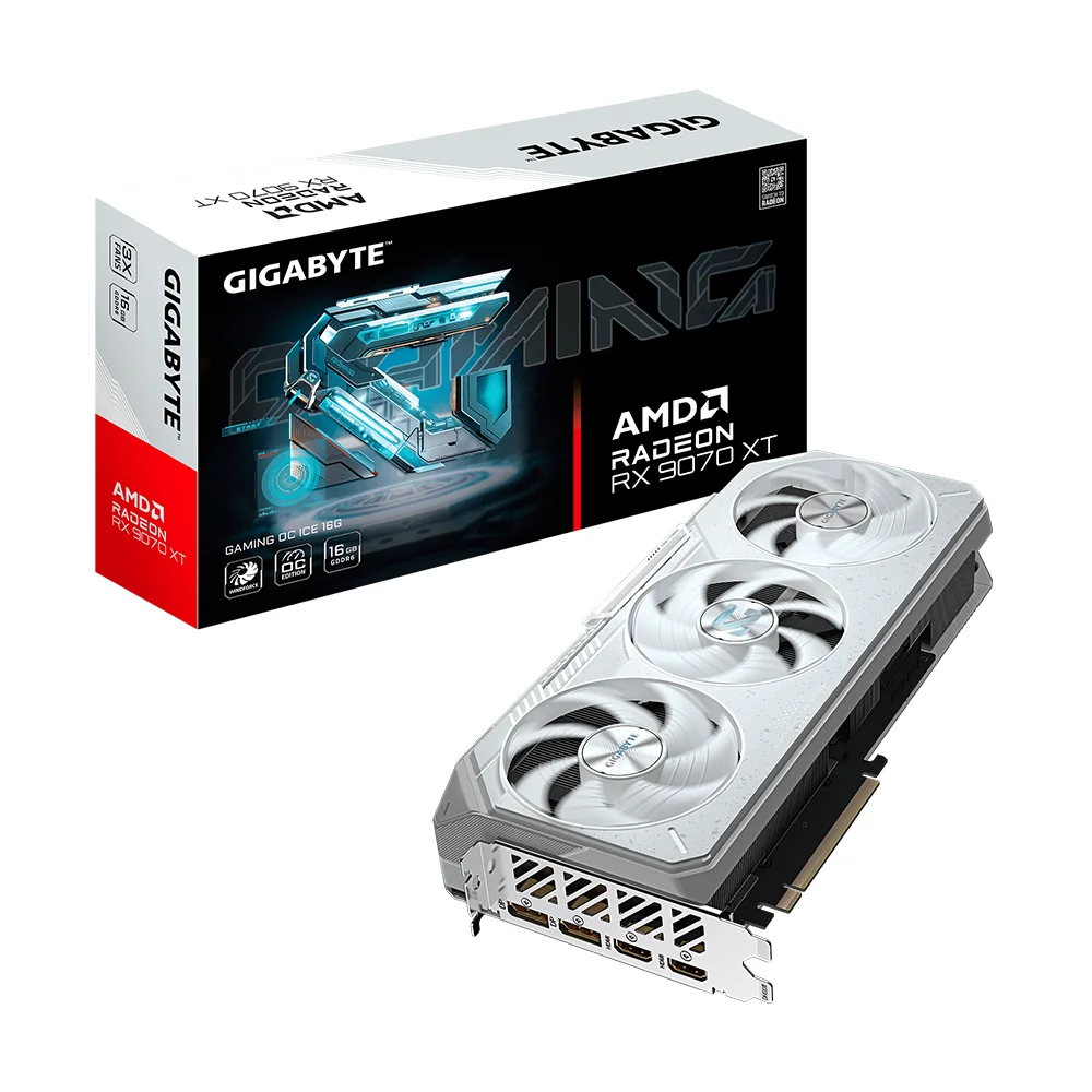 Tarjeta Gráfica Gigabyte Radeon™ RX 9070 XT GAMING OC ICE 16G | 16GB GDDR6 | 256 bit | PCI-E 5.0