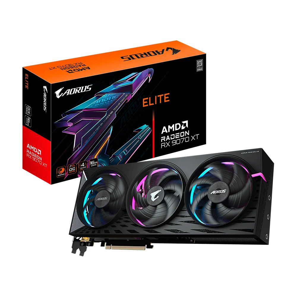Tarjeta Gráfica Gigabyte AORUS Radeon™ RX 9070 XT ELITE 16G | 16GB GDDR6 | 256 bit | PCI-E 5.0
