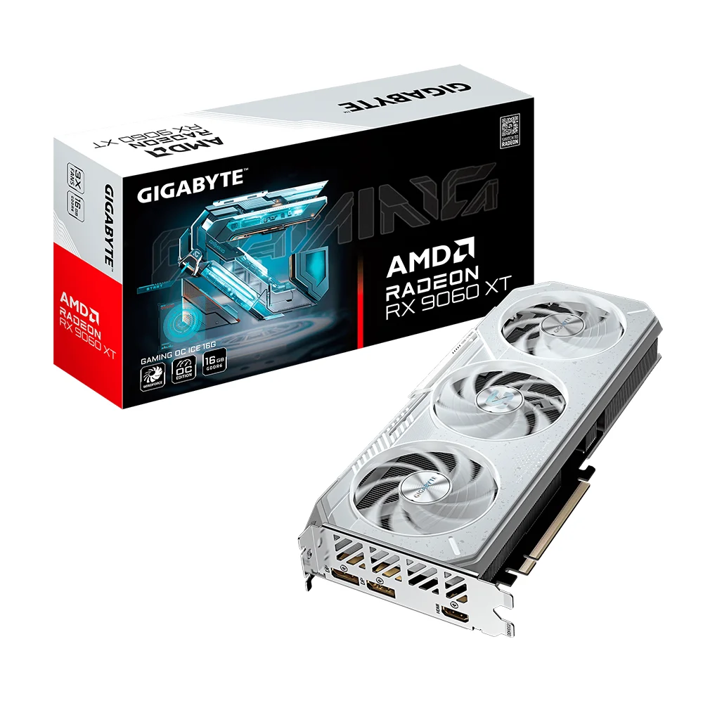 Tarjeta Gráfica Gigabyte Radeon™ RX 9060 XT GAMING OC ICE 16G | 16GB GDDR6 | 128 bit | PCI-E 5.0