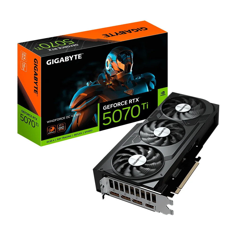 Tarjeta Gráfica Gigabyte GeForce RTX™ 5070 Ti WINDFORCE OC V2 16G | 16GB GDDR7 | 256 bit | PCI-E 5.0