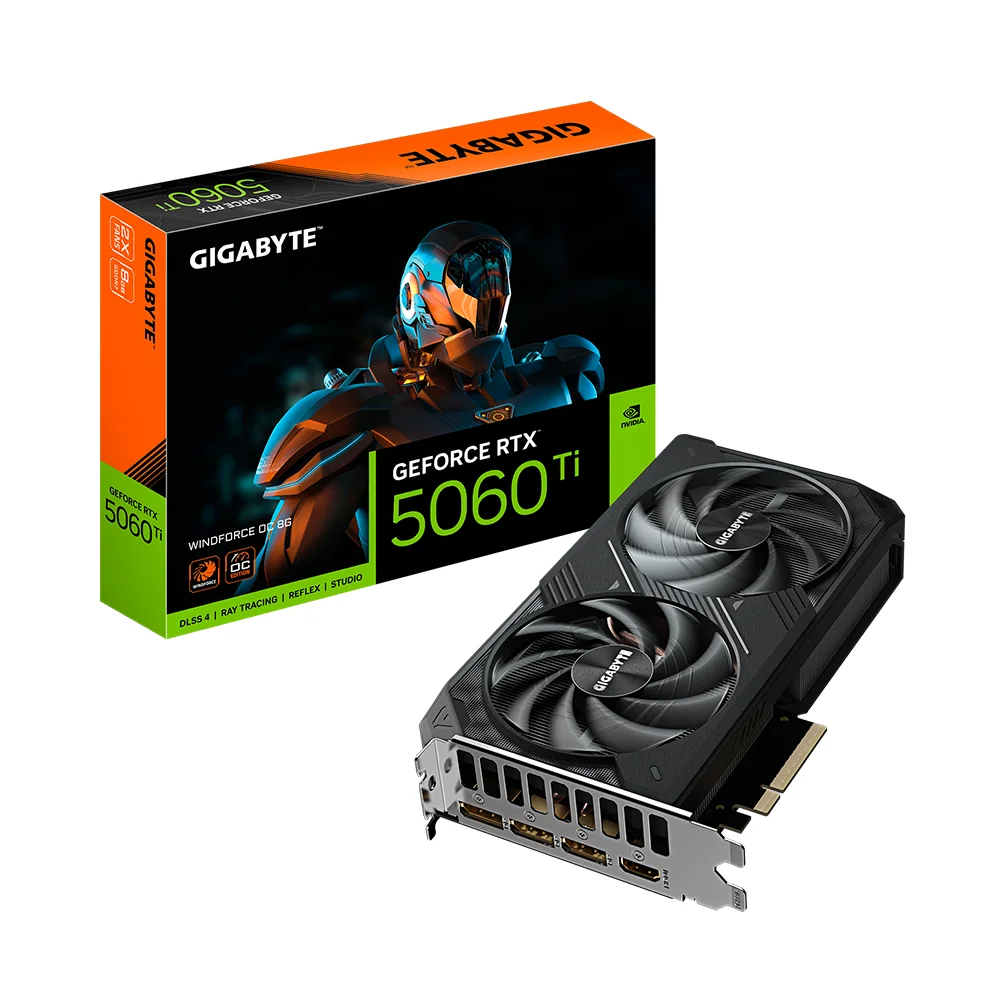 Tarjeta Gráfica Gigabyte GeForce RTX™ 5060 Ti WINDFORCE OC 8G | 8 GB GDDR7 | 128 bit | PCI-E 5.0