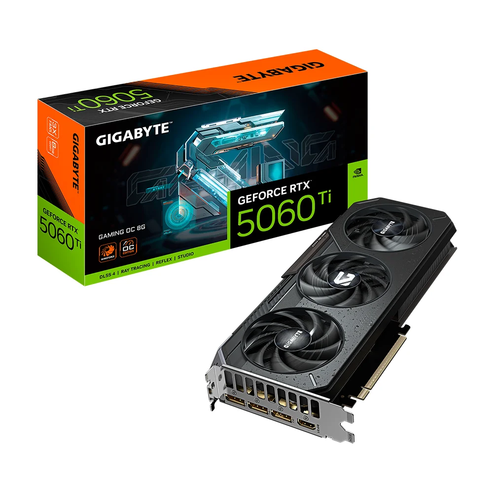 Tarjeta Gráfica Gigabyte GeForce RTX™ 5060 Ti GAMING OC 8G | 8 GB GDDR7 | 128 bit | PCI-E 5.0