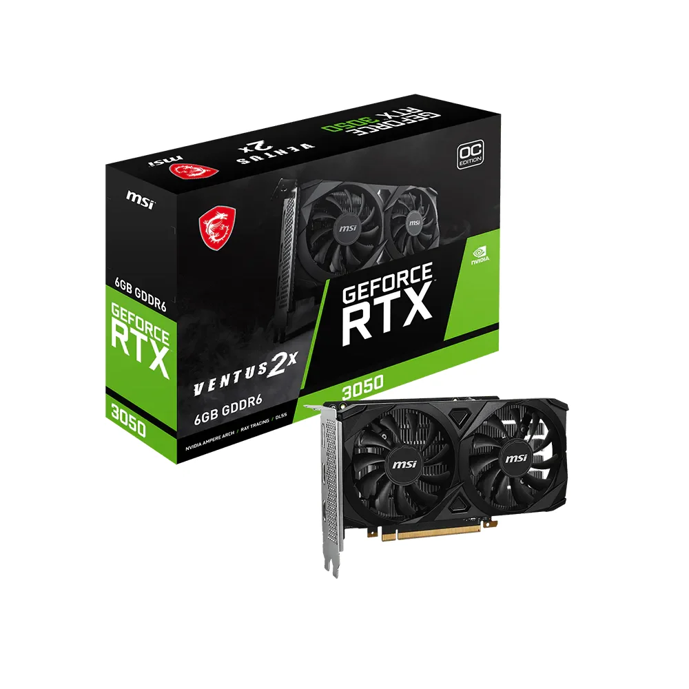 Tarjeta de Video MSI GeForce RTX 3050 VENTUS 2X 6G OC GDDR6 - G3050V2X6C
