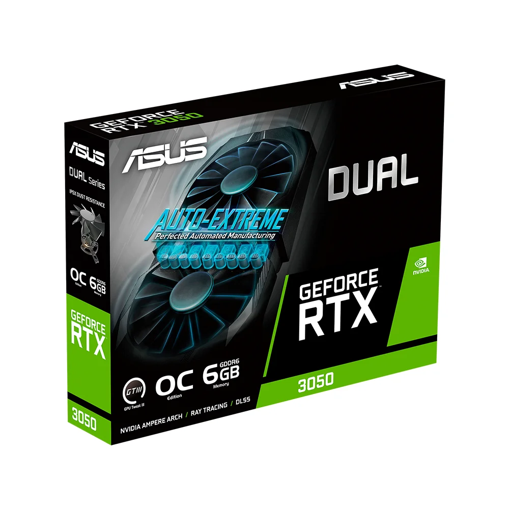 Tarjeta de Video ASUS Dual GeForce RTX 3050 OC Edition 6GB GDDR6 - DUAL-RTX3050-O6G